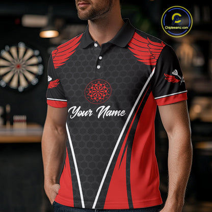 Halftone Pattern Dartboard Custom Red Dart Shirt For Men, Dart Team Jerseys NYN0225