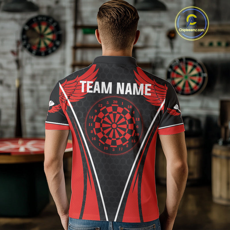 Halftone Pattern Dartboard Custom Red Dart Shirt For Men, Dart Team Jerseys NYN0225