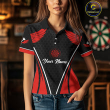 Load image into Gallery viewer, Halftone Pattern Dartboard Custom Red Dart Shirt For Women, Dart Team Jerseys NYN0225