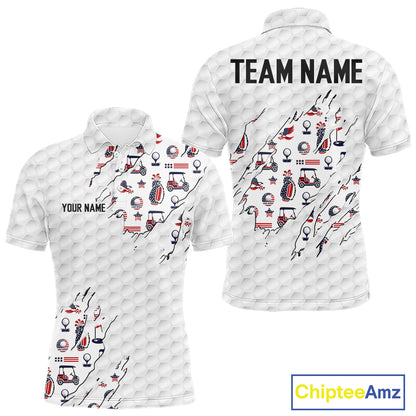 USA 250th anniversary mens golf polo white golf ball patriotic shirt