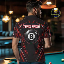 Load image into Gallery viewer, Male billiard player wearing black red patriotic jersey during professional tournament, premium billiard apparel for competitive athletes, patriotic Americans and Father's Day gifts, representing strength, courage and leadership.