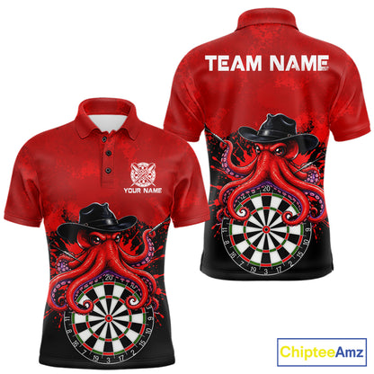 Funny Octopus Darts Shirt For Men Custom Red Splatter Octopus Darts Team Jersey Darts Tournament Shirt NYN4702
