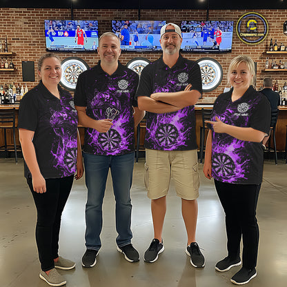 Custom Purple Horror Tiger Grunge Women Darts Polo 1/4-Zip League Shirts Splatter Dart Team Jerseys NYN4708