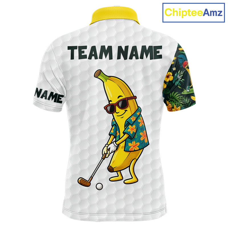 Custom Banaba Golfer Golf Ball Team Attire Tropical Monstera Golf Polo Golf Shirts For Men NYN3178