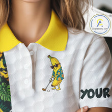 Load image into Gallery viewer, Custom Banaba Golfer Golf Ball Team Attire Tropical Monstera Golf Polo Golf Shirts For Women NYN3178