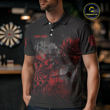 Load image into Gallery viewer, Custom Red Splatter Rose Dartboard Grunge Darts Polo Shirt For Men Outfit Dart Jerseys NYN1832