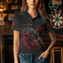 Load image into Gallery viewer, Custom Red Splatter Rose Dartboard Grunge Darts Polo Shirt For Women Outfit Dart Jerseys NYN1832