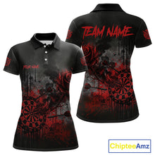 Load image into Gallery viewer, Custom Red Splatter Rose Dartboard Grunge Darts Polo Shirt For Women Outfit Dart Jerseys NYN1832
