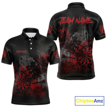 Load image into Gallery viewer, Custom Red Splatter Rose Dartboard Grunge Darts Polo Shirt For Men Outfit Dart Jerseys NYN1832