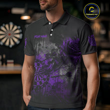 Load image into Gallery viewer, Custom Purple Splatter Rose Dartboard Grunge Darts Polo Shirt For Men Outfit Dart Jerseys NYN1833