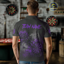 Load image into Gallery viewer, Custom Purple Splatter Rose Dartboard Grunge Darts Polo Shirt For Men Outfit Dart Jerseys NYN1833