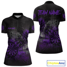 Load image into Gallery viewer, Custom Purple Splatter Rose Dartboard Grunge Darts Quarter-Zip Shirt For Women Outfit Dart Jerseys NYN1833