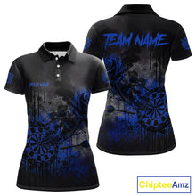 Load image into Gallery viewer, Custom Blue Splatter Rose Dartboard Grunge Darts Polo Shirt For Women Outfit Dart Jerseys NYN1834