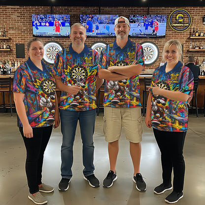 Custom Hip Hop Duck Funny Darts Shirt For Women Personalized Graffiti Darts Polo 1/4-Zip Darts Team Gift NYN5104