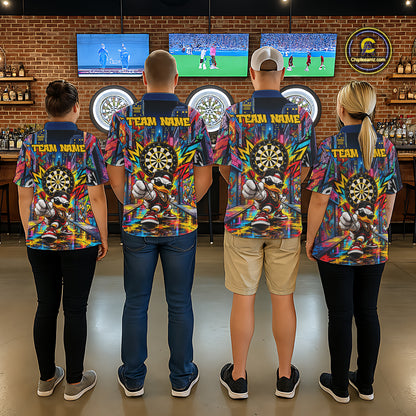 Custom Hip Hop Duck Funny Darts Shirt For Women Personalized Graffiti Darts Polo 1/4-Zip Darts Team Gift NYN5104