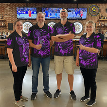 Load image into Gallery viewer, Purple Neon Tiger Lightning Dartboard Women Dart Polo Shirts Custom Name &amp; Team Dart Jerseys NYN2099