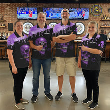 Load image into Gallery viewer, Custom Holographic Purple Skull Darts Shirt Polo For Women Light Skull Dart League Jerseys NYN2109