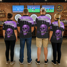 Load image into Gallery viewer, Custom Holographic Purple Skull Darts Shirt Polo For Women Light Skull Dart League Jerseys NYN2109