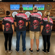 Load image into Gallery viewer, Custom Holographic Red Skull Darts Shirt Polo For Women Light Skull Dart League Jerseys NYN2110