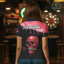 Load image into Gallery viewer, Custom Holographic Red Skull Darts Shirt Polo For Women Light Skull Dart League Jerseys NYN2110