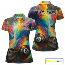 Load image into Gallery viewer, Custom Colorful Smoke 8 Ball Women's Billiard Shirts Personalized Skull Billiard Team Attire NYN2331