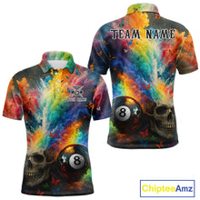 Load image into Gallery viewer, Custom Colorful Smoke 8 Ball Men's Billiard Shirts Personalized Skull Billiard Team Attire NYN2331