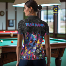 Load image into Gallery viewer, Dripping Splatter Billiard 8 Ball Shirts For Women Personalized Skull Billiard Team Attire NYN2332