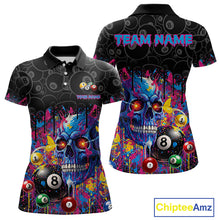 Load image into Gallery viewer, Dripping Splatter Billiard 8 Ball Shirts For Women Personalized Skull Billiard Team Attire NYN2332