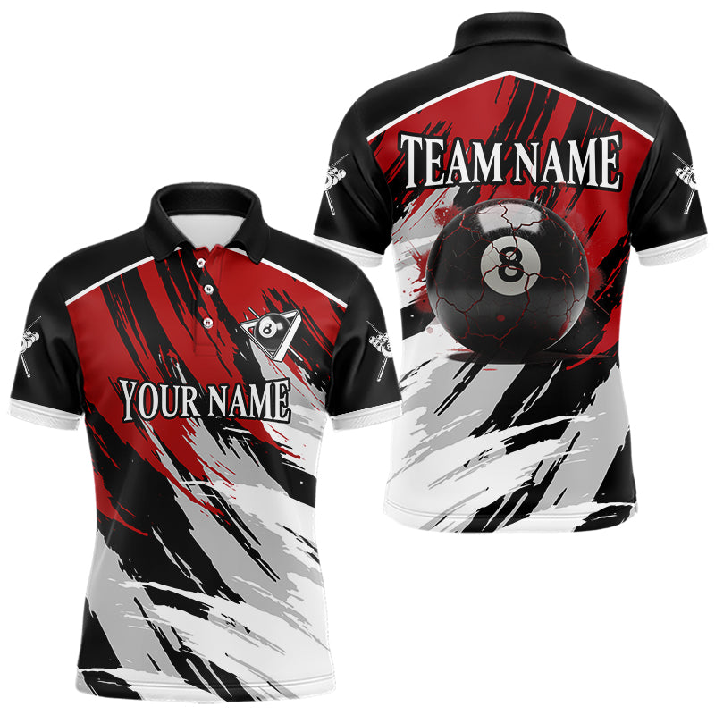 Black & Red Grunge Billiard Ball Shirts For Men Personalized Cracked 8 Ball Billiard Gifts NYN2340