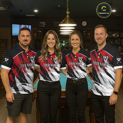 Black & Red Grunge Billiard Ball Shirts For Men Personalized Cracked 8 Ball Billiard Gifts NYN2340