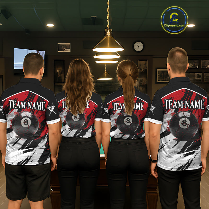 Black & Red Grunge Billiard Ball Shirts For Men Personalized Cracked 8 Ball Billiard Gifts NYN2340