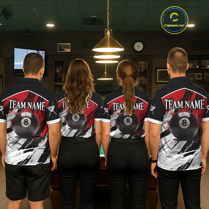 Black & Red Grunge Billiard Ball Shirts For Men Personalized Cracked 8 Ball Billiard Gifts NYN2340
