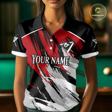 Load image into Gallery viewer, Black &amp; Red Grunge Billiard Ball Shirts For Women Personalized Cracked 8 Ball Billiard Gifts NYN2340