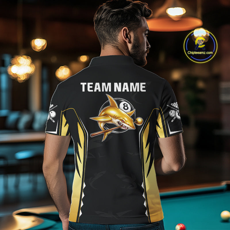 Funny Gold Shark Ball 8 & Cue Billiard Shirts For Men Personalized Billiard Attire Gifts NYN2341
