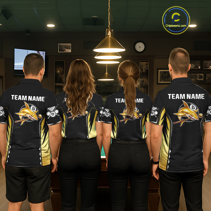 Funny Gold Shark Ball 8 & Cue Billiard Shirts For Women Personalized Billiard Attire Gifts NYN2341
