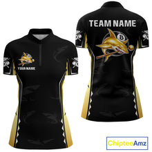 Load image into Gallery viewer, Funny Gold Shark Ball 8 &amp; Cue Billiard Shirts For Women Personalized Billiard Attire Gifts NYN2341