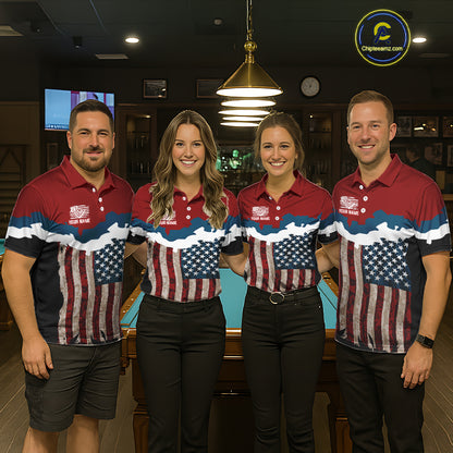 Black & Red 8 Ball Crown Women's Billiard Polo & 1/4 Zip Shirt Custom Billiard Team Jersey NYN2344