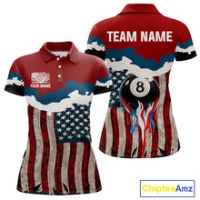 Load image into Gallery viewer, Black &amp; Red 8 Ball Crown Women's Billiard Polo &amp; 1/4 Zip Shirt Custom Billiard Team Jersey NYN2344