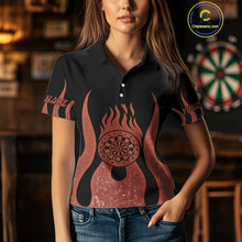 Load image into Gallery viewer, Skull Firefighter Orange-Black Custom Flame Dart Shirt For Women, Dart Team Jerseys NYN0229