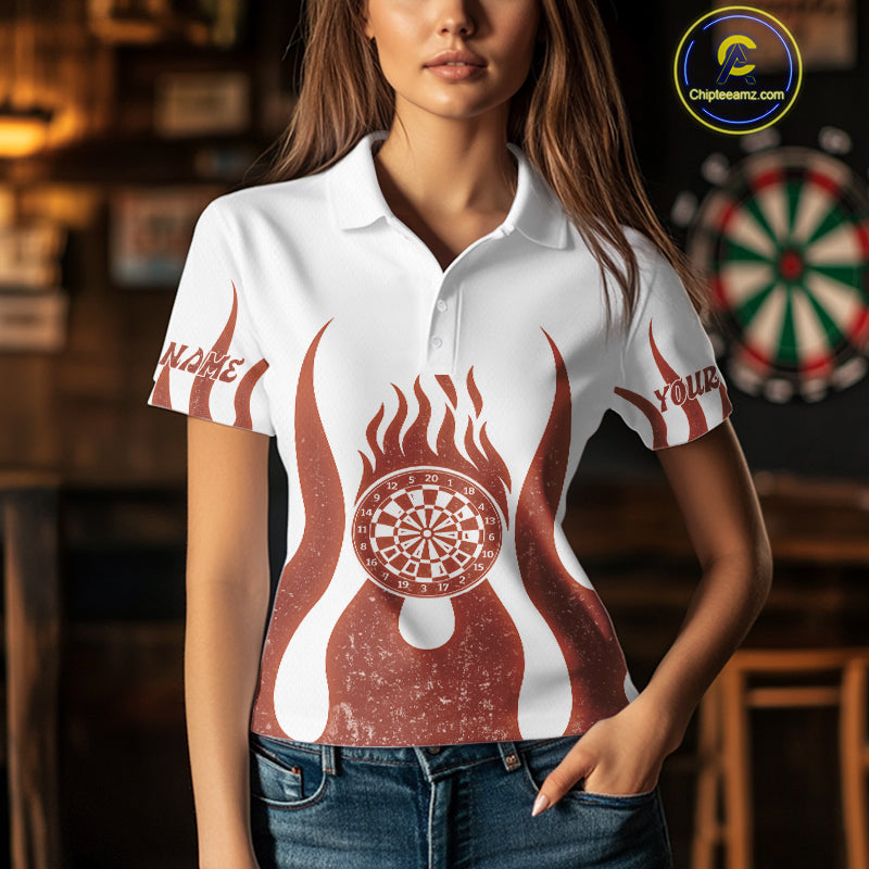 Skull Firefighter Orange-White Custom Flame Dart Shirt For Women, Dart Team Jerseys NYN0230