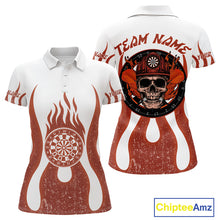 Load image into Gallery viewer, Skull Firefighter Orange-White Custom Flame Dart Shirt For Women, Dart Team Jerseys NYN0230