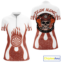 Load image into Gallery viewer, Skull Firefighter Orange-White Custom Flame Dart Shirt For Women, Dart Team Jerseys NYN0230