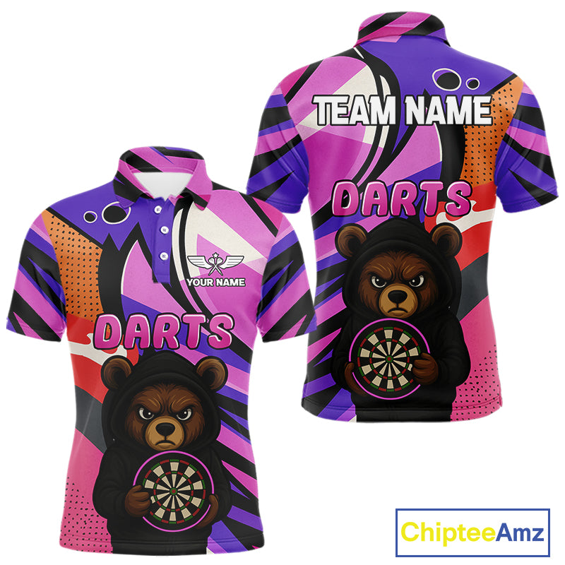 Bear Funny Men's Dart Shirt Colorful Dart Team Shirt - Custom Name Players NYN0435