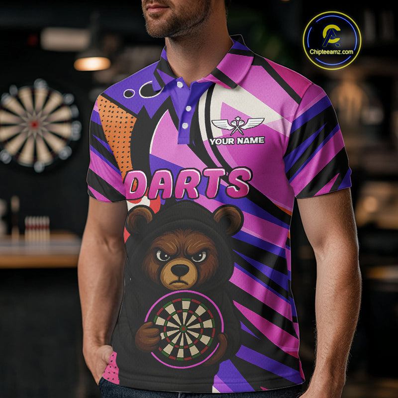Bear Funny Men's Dart Shirt Colorful Dart Team Shirt - Custom Name Players NYN0435