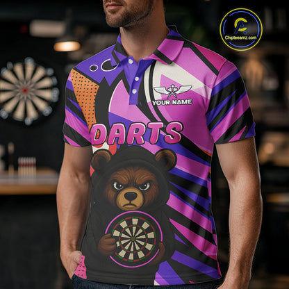 Bear Funny Men's Dart Shirt Colorful Dart Team Shirt - Custom Name Players NYN0435
