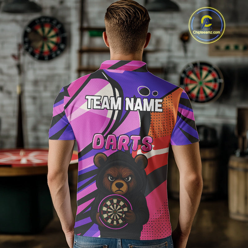 Bear Funny Men's Dart Shirt Colorful Dart Team Shirt - Custom Name Players NYN0435