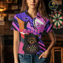 Load image into Gallery viewer, Bear Hoodie Funny Women&#39;s Dart Shirt Colorful Dart Team Shirt - Custom Name Players NYN0435