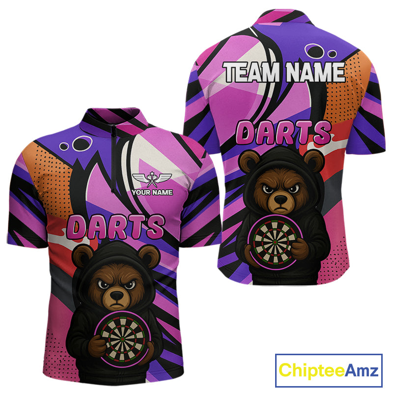 Bear Funny Men's Dart Shirt Colorful Dart Team Shirt - Custom Name Players NYN0435