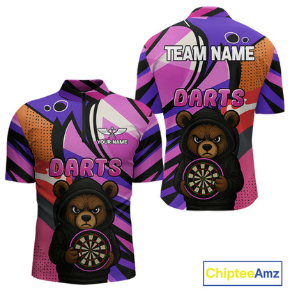 Bear Funny Men's Dart Shirt Colorful Dart Team Shirt - Custom Name Players NYN0435