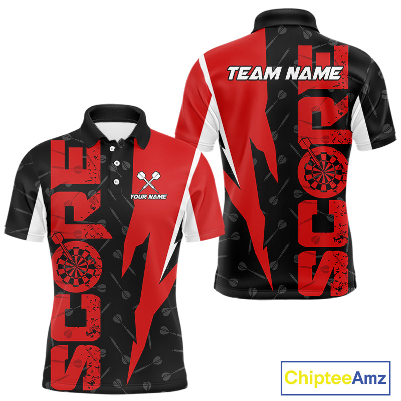 Red Score Dartboard Grunge Darts Shirt For Men - Custom Name & Team Jersey NYN0612
